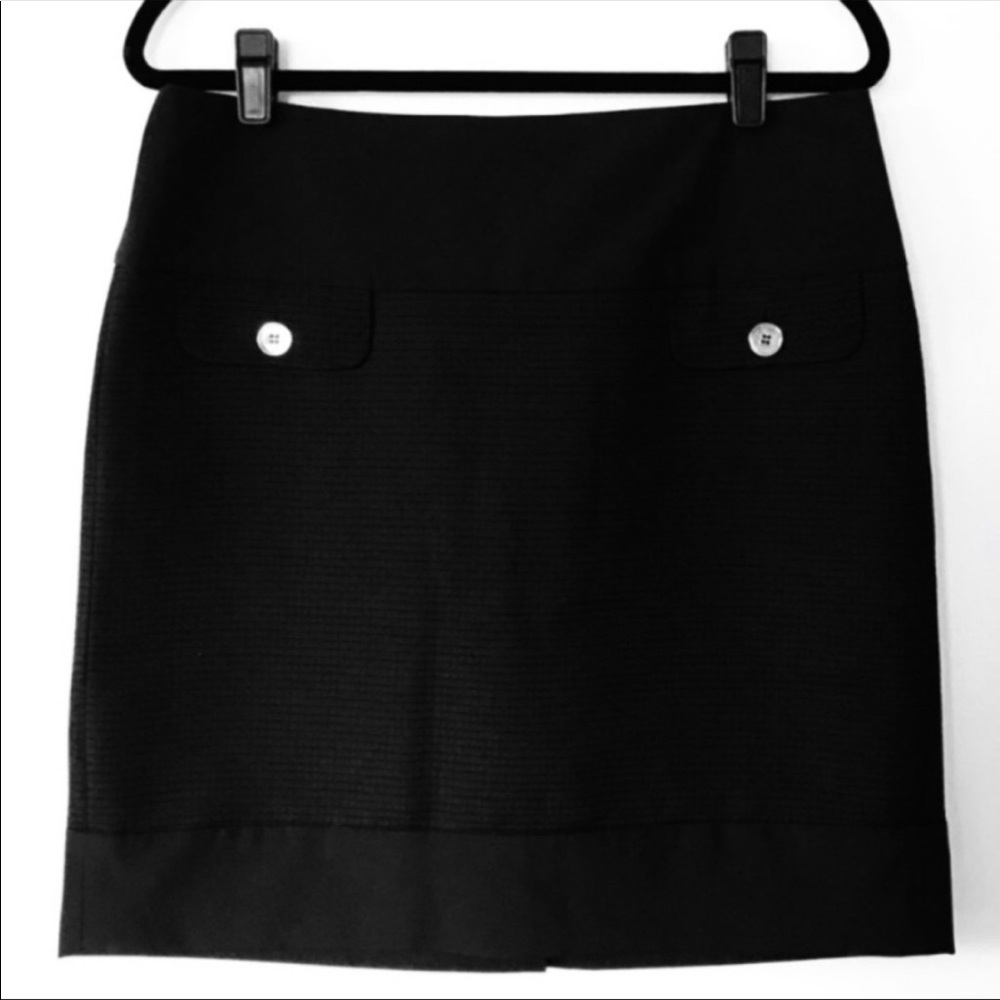 Chelsea & Theodore Black Pencil Skirt Textured